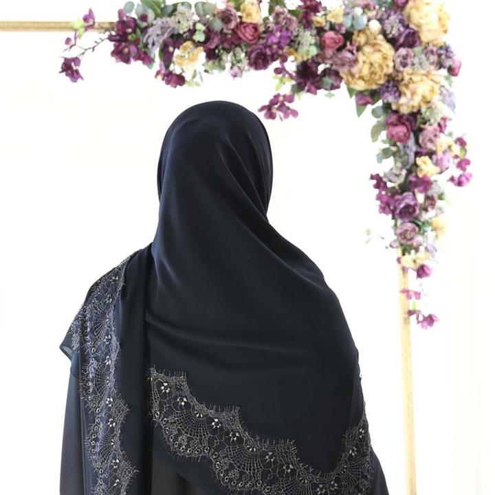 روسری حریر شیفون حاشیه دار مزون دوز قواره 120